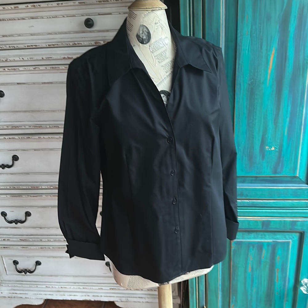 Calvin Klein button up black blouse size medium
